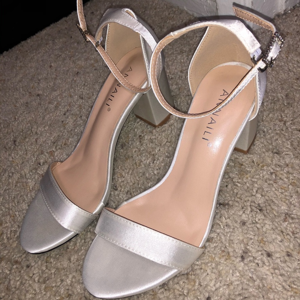 White satin wedding shoes